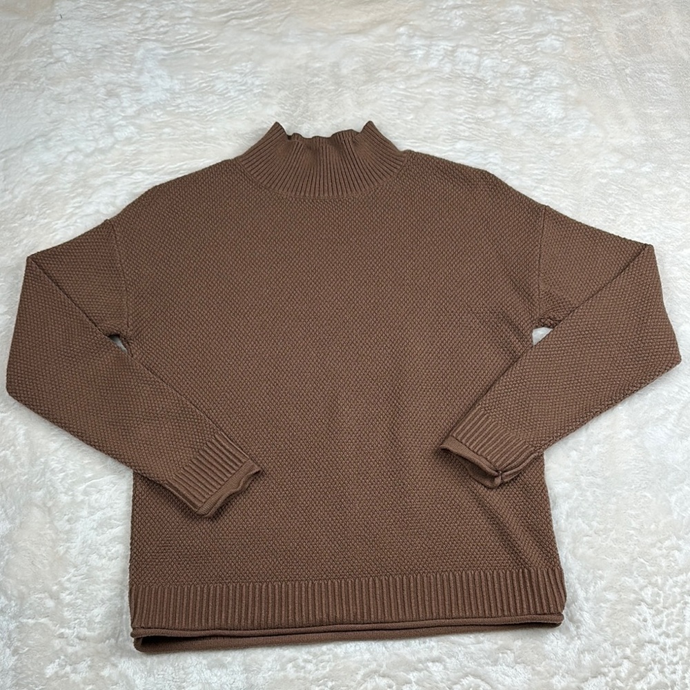 Brown Mock Turtle Neck Sweater with Classic Style